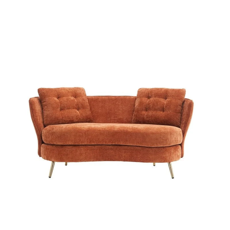 Sofá Tapizado con Patas de Metal Dorado Sofá Biplaza para Sala de Estar, Dormitorio, Apartamento, Dormitorio de Espacio Pequeño