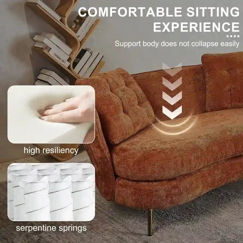 Sofá Tapizado con Patas de Metal Dorado Sofá Biplaza para Sala de Estar, Dormitorio, Apartamento, Dormitorio de Espacio Pequeño