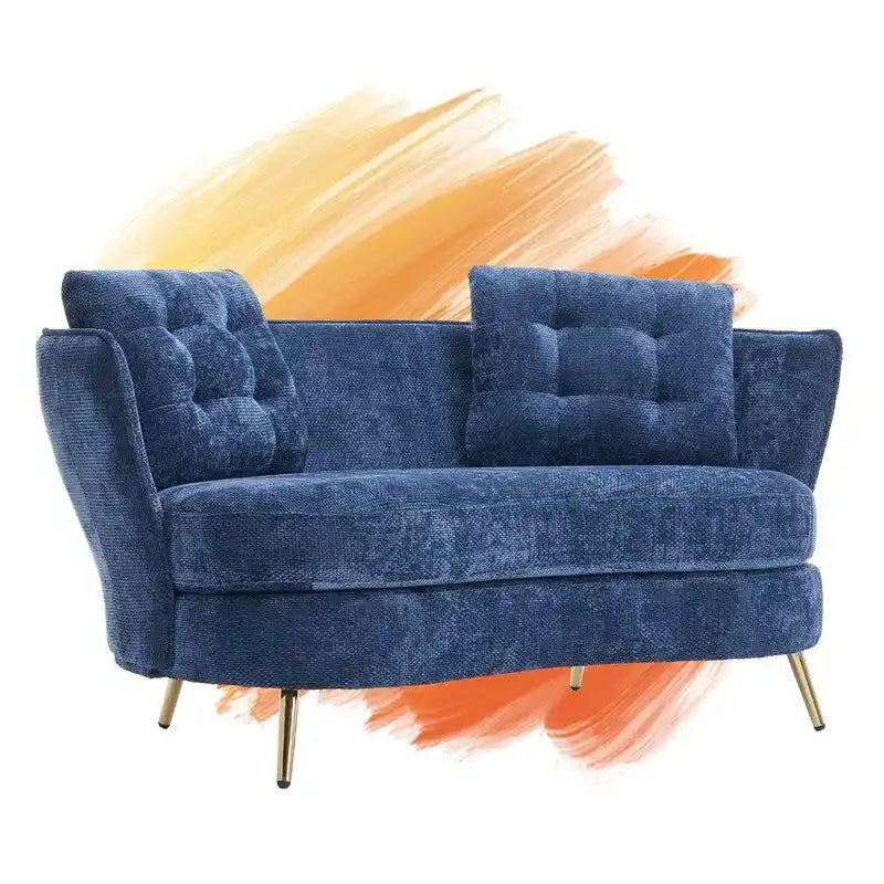 Sofá Tapizado con Patas de Metal Dorado Sofá Biplaza para Sala de Estar, Dormitorio, Apartamento, Dormitorio de Espacio Pequeño