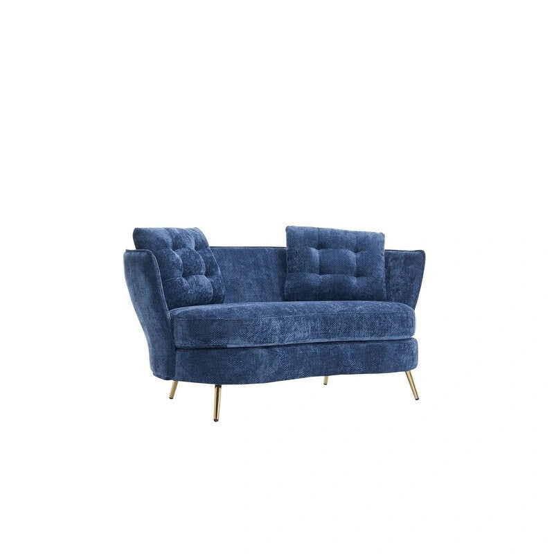 Sofá Tapizado con Patas de Metal Dorado Sofá Biplaza para Sala de Estar, Dormitorio, Apartamento, Dormitorio de Espacio Pequeño