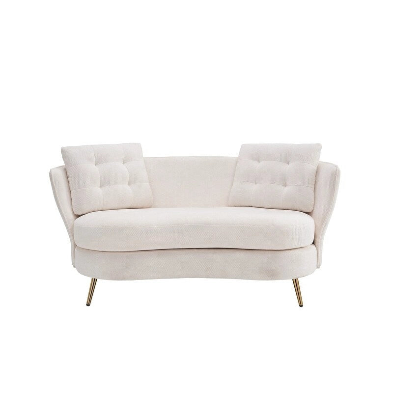 Sofá Tapizado con Patas de Metal Dorado Sofá Biplaza para Sala de Estar, Dormitorio, Apartamento, Dormitorio de Espacio Pequeño