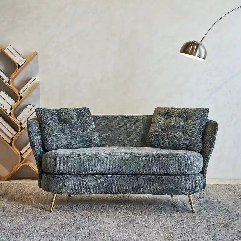 Sofá Tapizado con Patas de Metal Dorado Sofá Biplaza para Sala de Estar, Dormitorio, Apartamento, Dormitorio de Espacio Pequeño