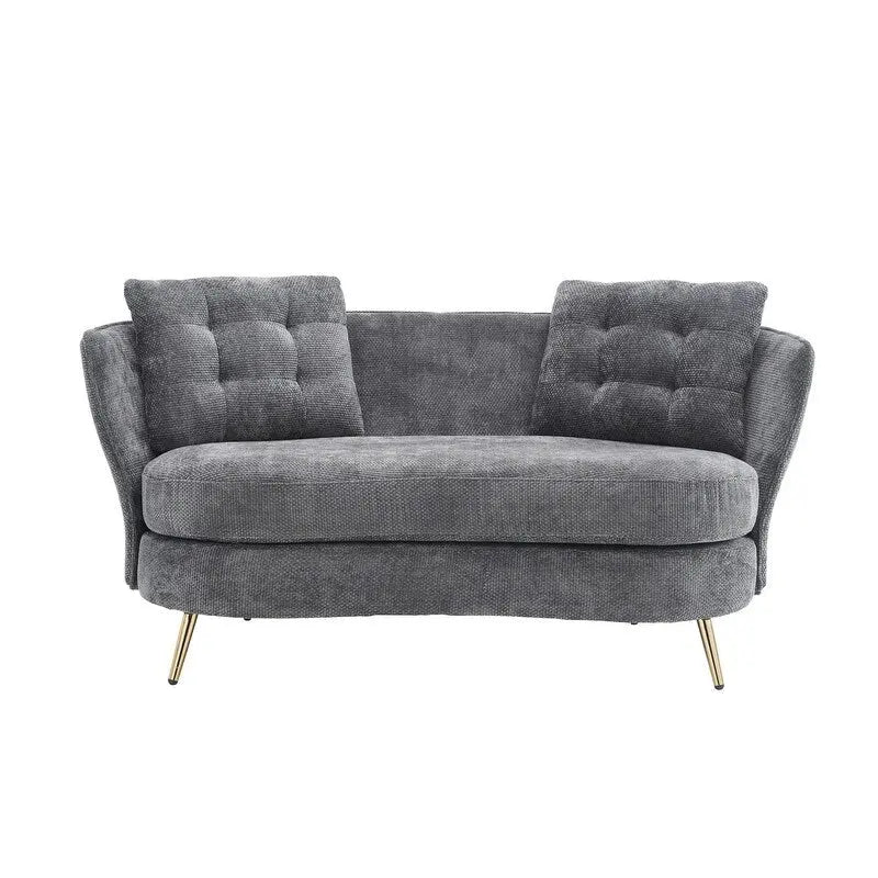 Sofá Tapizado con Patas de Metal Dorado Sofá Biplaza para Sala de Estar, Dormitorio, Apartamento, Dormitorio de Espacio Pequeño