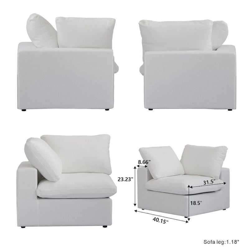 Sofá modular seccional Cloud, sofá de plumas cómodo para sala de estar