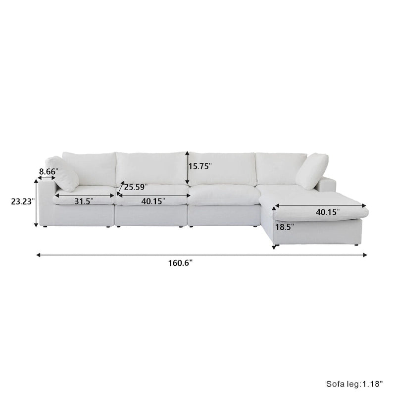 Sofá modular seccional Cloud, sofá de plumas cómodo para sala de estar