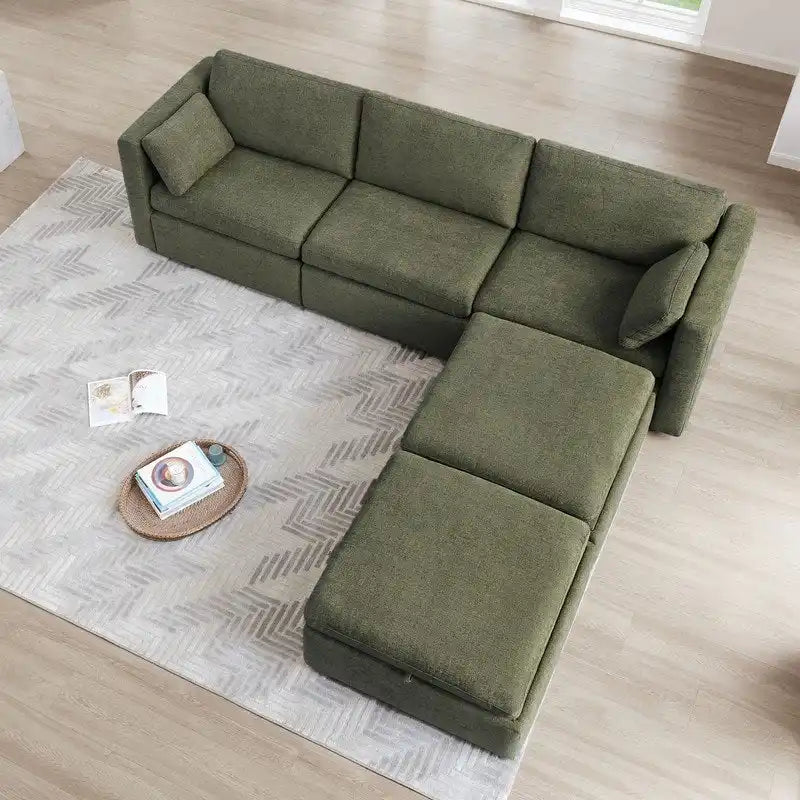 Juego de sofá seccional modular de tela de gran tamaño