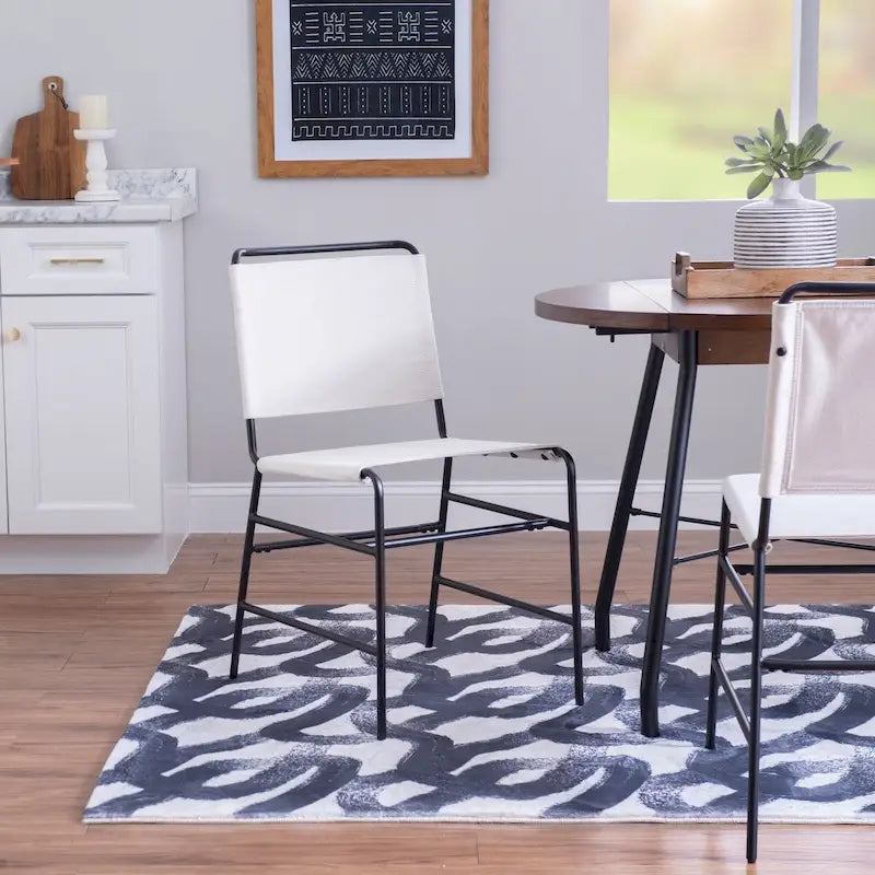 Silla de comedor industrial de acero lijado y tela
