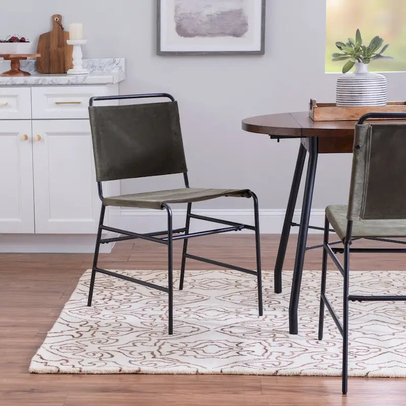 Silla de comedor industrial de acero lijado y tela