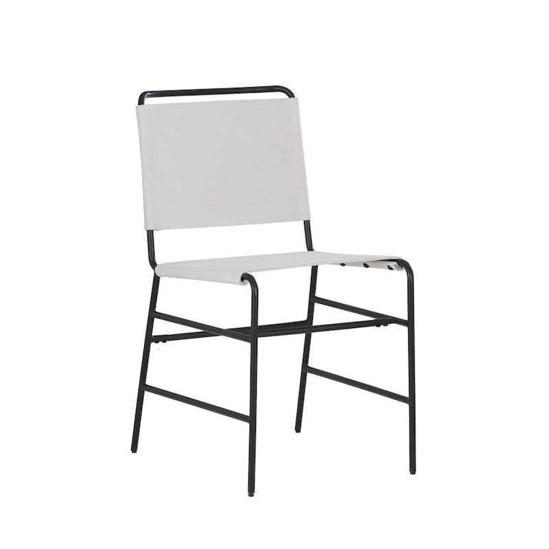 Silla de comedor industrial de acero lijado y tela
