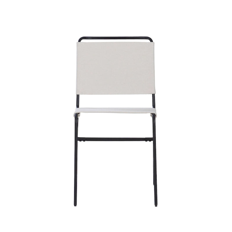 Silla de comedor industrial de acero lijado y tela