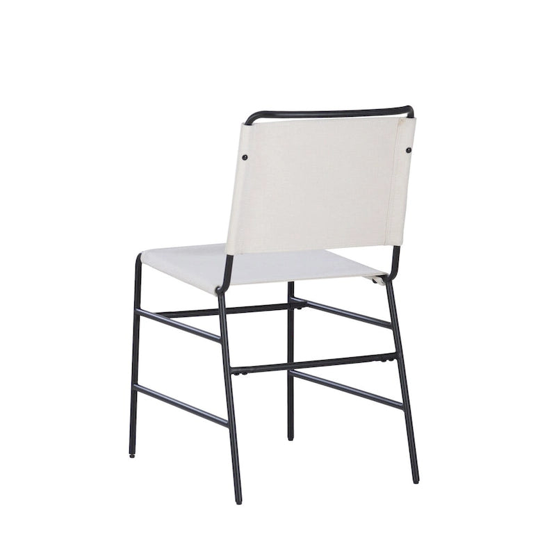 Silla de comedor industrial de acero lijado y tela