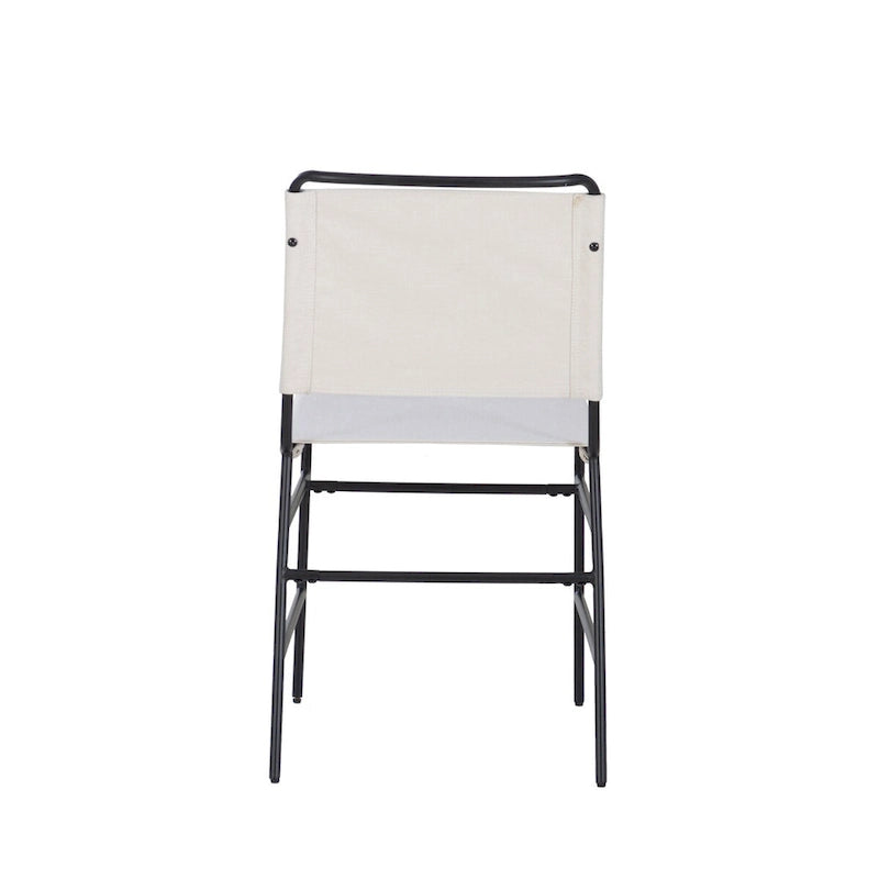 Silla de comedor industrial de acero lijado y tela