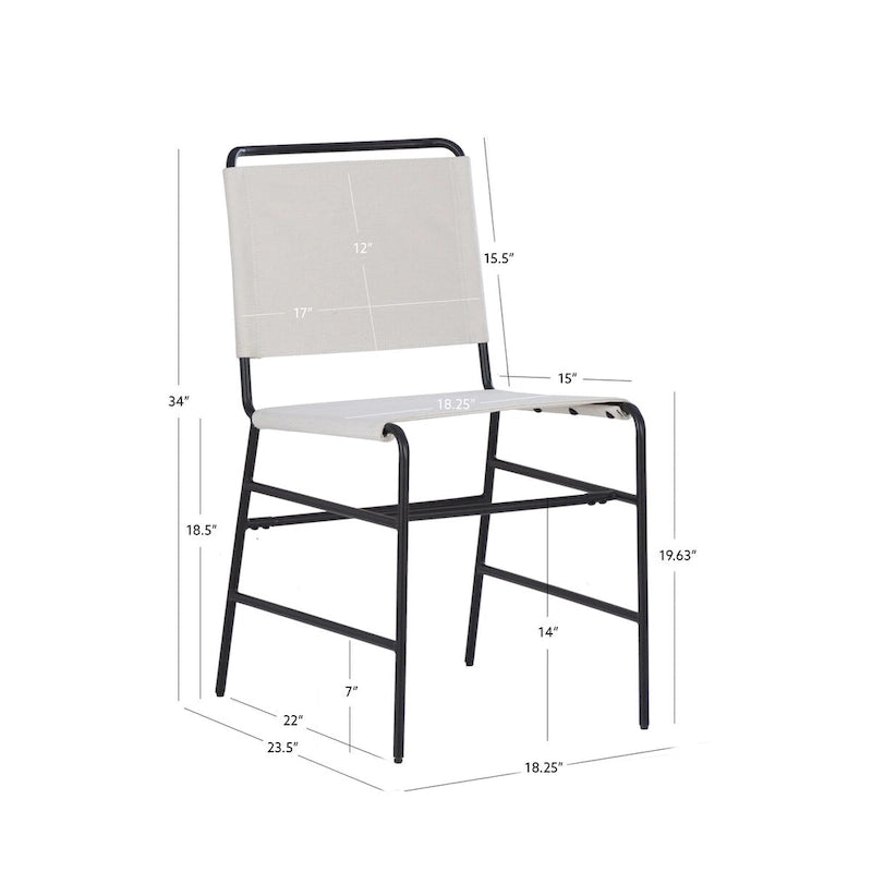 Silla de comedor industrial de acero lijado y tela