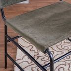 Silla de comedor industrial de acero lijado y tela