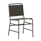 Silla de comedor industrial de acero lijado y tela