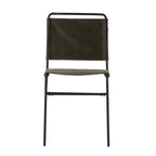 Silla de comedor industrial de acero lijado y tela