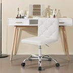 Silla de oficina sin brazos, de piel sintética, respaldo medio, altura ajustable, giratoria 360° con ruedas, para el hogar y la oficina