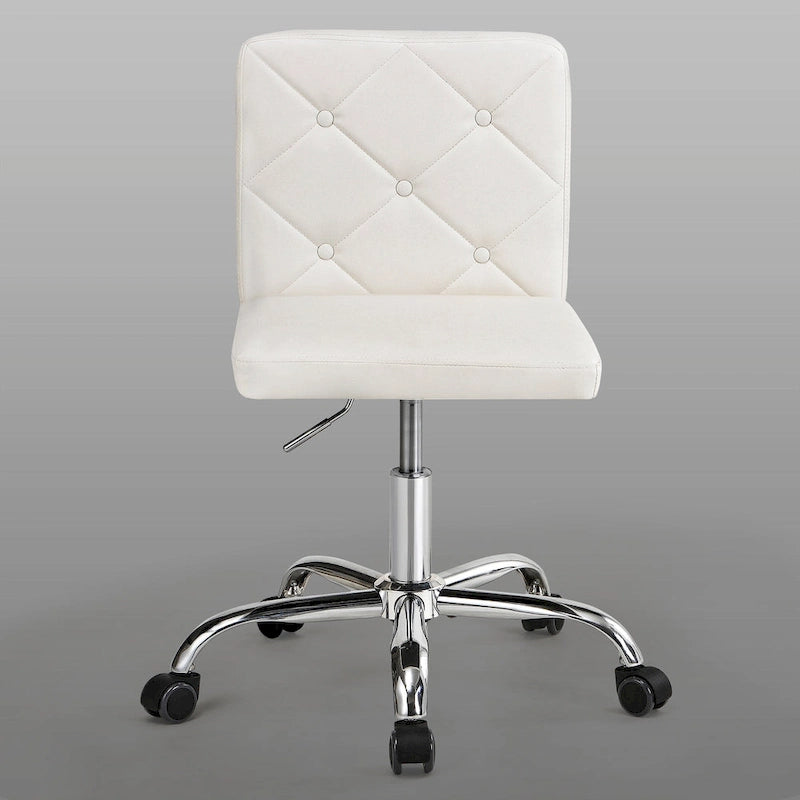 Silla de oficina sin brazos, de piel sintética, respaldo medio, altura ajustable, giratoria 360° con ruedas, para el hogar y la oficina