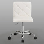 Silla de oficina sin brazos, de piel sintética, respaldo medio, altura ajustable, giratoria 360° con ruedas, para el hogar y la oficina