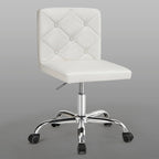 Silla de oficina sin brazos, de piel sintética, respaldo medio, altura ajustable, giratoria 360° con ruedas, para el hogar y la oficina