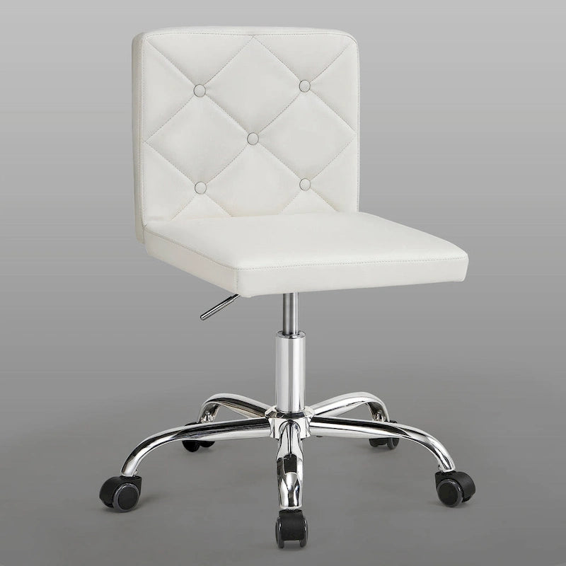 Silla de oficina sin brazos, de piel sintética, respaldo medio, altura ajustable, giratoria 360° con ruedas, para el hogar y la oficina