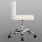 Silla de oficina sin brazos, de piel sintética, respaldo medio, altura ajustable, giratoria 360° con ruedas, para el hogar y la oficina