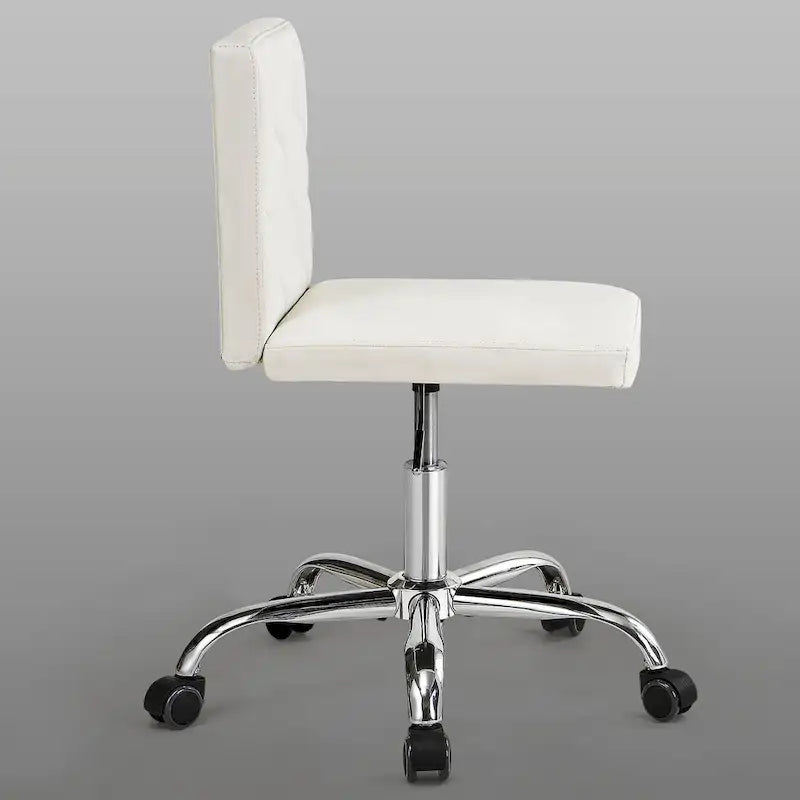 Silla de oficina sin brazos, de piel sintética, respaldo medio, altura ajustable, giratoria 360° con ruedas, para el hogar y la oficina