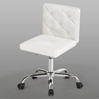 Silla de oficina sin brazos, de piel sintética, respaldo medio, altura ajustable, giratoria 360° con ruedas, para el hogar y la oficina