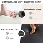 Silla de oficina sin brazos, de piel sintética, respaldo medio, altura ajustable, giratoria 360° con ruedas, para el hogar y la oficina