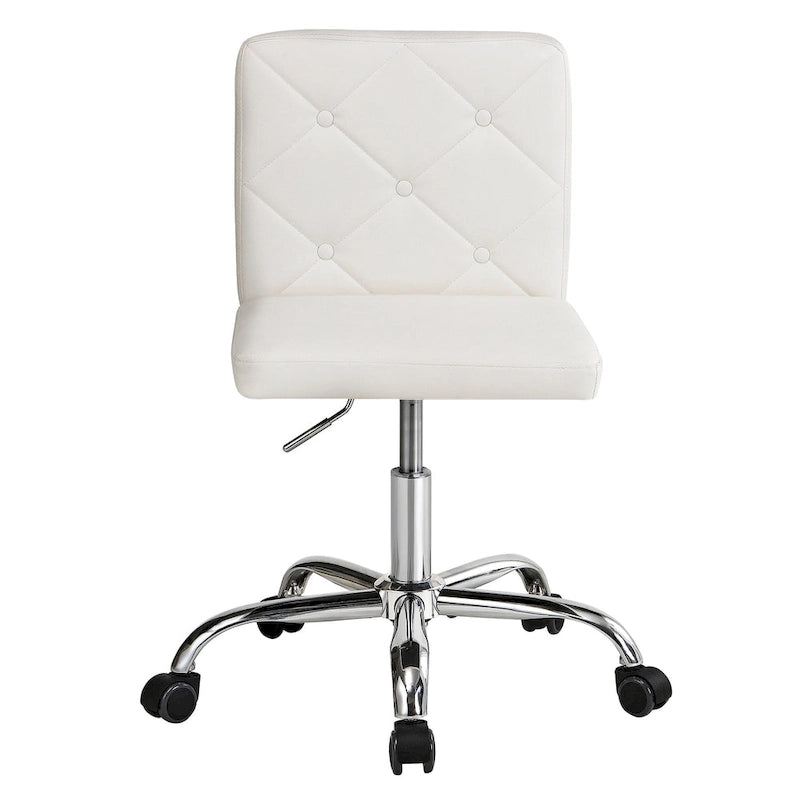 Silla de oficina sin brazos, de piel sintética, respaldo medio, altura ajustable, giratoria 360° con ruedas, para el hogar y la oficina