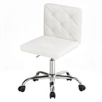Silla de oficina sin brazos, de piel sintética, respaldo medio, altura ajustable, giratoria 360° con ruedas, para el hogar y la oficina