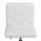 Silla de oficina sin brazos, de piel sintética, respaldo medio, altura ajustable, giratoria 360° con ruedas, para el hogar y la oficina