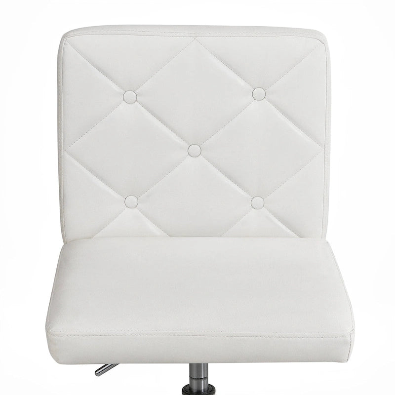 Silla de oficina sin brazos, de piel sintética, respaldo medio, altura ajustable, giratoria 360° con ruedas, para el hogar y la oficina