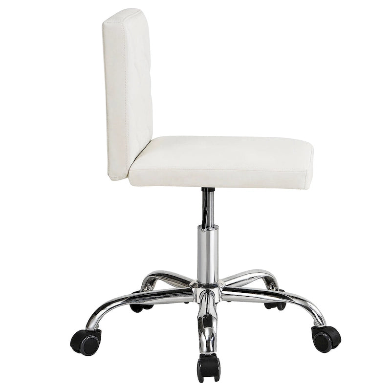 Silla de oficina sin brazos, de piel sintética, respaldo medio, altura ajustable, giratoria 360° con ruedas, para el hogar y la oficina