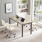 Silla de oficina sin brazos, de piel sintética, respaldo medio, altura ajustable, giratoria 360° con ruedas, para el hogar y la oficina