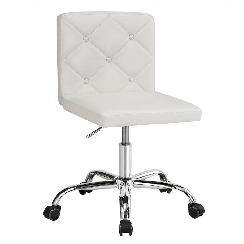 Silla de oficina sin brazos, de piel sintética, respaldo medio, altura ajustable, giratoria 360° con ruedas, para el hogar y la oficina