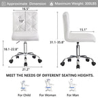 Silla de oficina sin brazos, de piel sintética, respaldo medio, altura ajustable, giratoria 360° con ruedas, para el hogar y la oficina