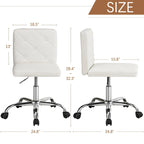 Silla de oficina sin brazos, de piel sintética, respaldo medio, altura ajustable, giratoria 360° con ruedas, para el hogar y la oficina