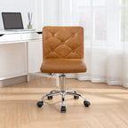 Silla de oficina sin brazos, de piel sintética, respaldo medio, altura ajustable, giratoria 360° con ruedas, para el hogar y la oficina