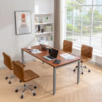 Silla de oficina sin brazos, de piel sintética, respaldo medio, altura ajustable, giratoria 360° con ruedas, para el hogar y la oficina