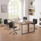 Silla de oficina sin brazos, de piel sintética, respaldo medio, altura ajustable, giratoria 360° con ruedas, para el hogar y la oficina