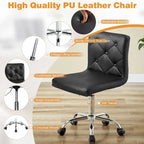Silla de oficina sin brazos, de piel sintética, respaldo medio, altura ajustable, giratoria 360° con ruedas, para el hogar y la oficina
