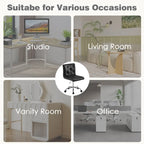 Silla de oficina sin brazos, de piel sintética, respaldo medio, altura ajustable, giratoria 360° con ruedas, para el hogar y la oficina