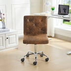 Silla de oficina sin brazos, de piel sintética, respaldo medio, altura ajustable, giratoria 360° con ruedas, para el hogar y la oficina