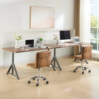 Silla de oficina sin brazos, de piel sintética, respaldo medio, altura ajustable, giratoria 360° con ruedas, para el hogar y la oficina