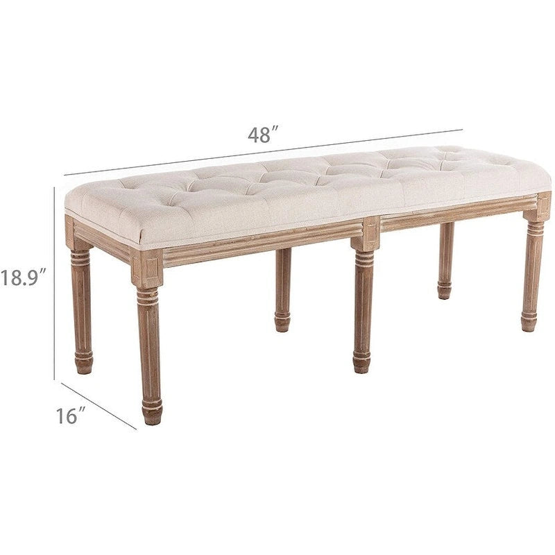 Banco otomano rectangular extralargo de 48" con mechones - Beige