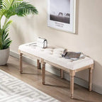 Banco otomano rectangular extralargo de 48" con mechones - Beige