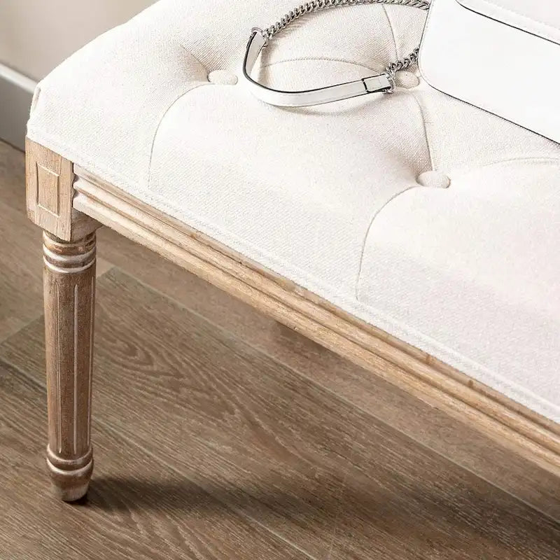 Banco otomano rectangular extralargo de 48" con mechones - Beige