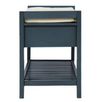 Zapatero con asiento acolchado y cajones, banco de almacenamiento multiusos, azul marino antiguo - 39L x 14W x 19.8H