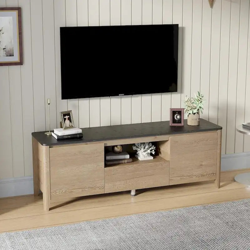Mueble de TV moderno de 58 pulgadas, centro de entretenimiento, gabinete de TV con almacenamiento - 58 pulgadas